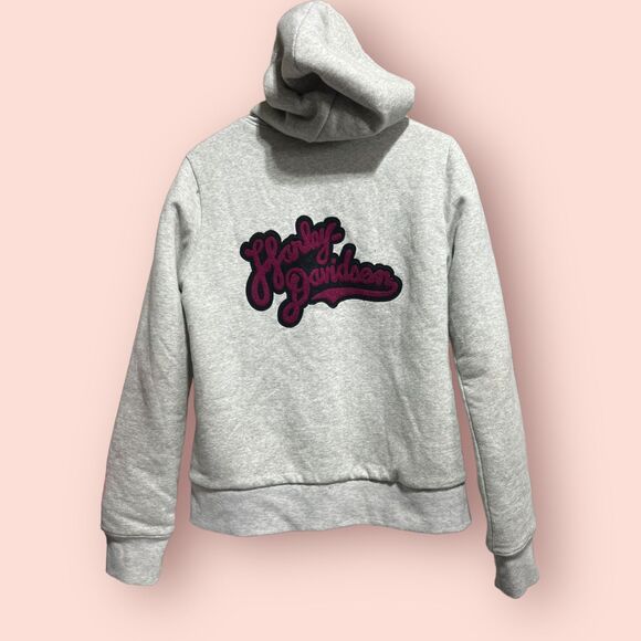 Harley-Davidson Gray zip up Sherpa Hoodie with Logo - Picture 9 of 10